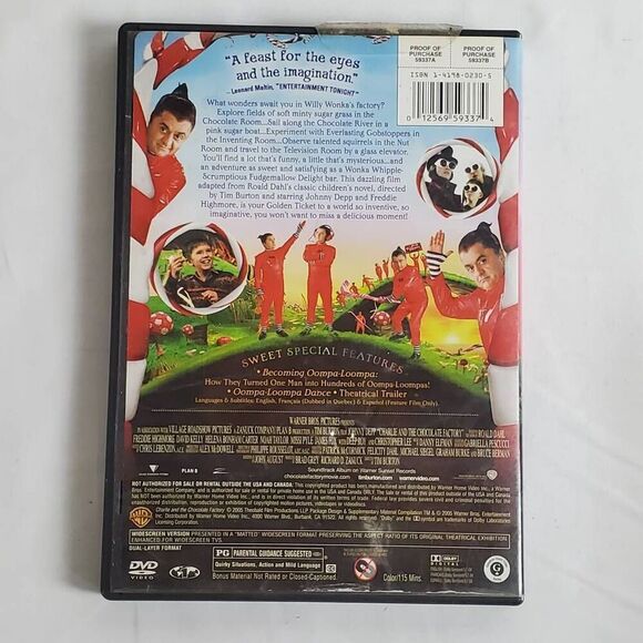 Charlie and the Chocolate Factory DVD (2005) Widescreen Johnny Depp Tim Burton - Picture 3 of 3